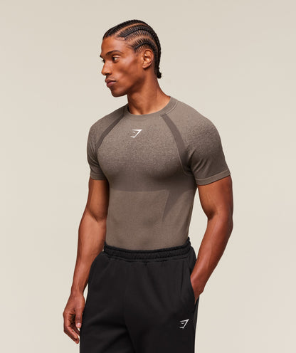 Gymshark Shadow Seamless T Shirt - Camo Brown