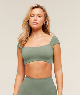 Gymshark Soft Sculpt Cap Sleeve Bralette - Unit Green