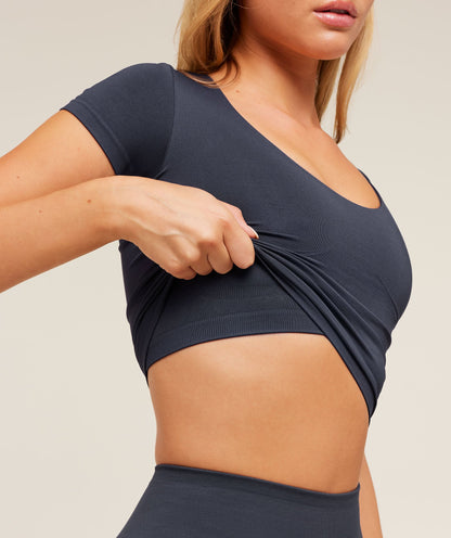 Gymshark Soft Sculpt T-Shirt With Shelf - Heavy Blue