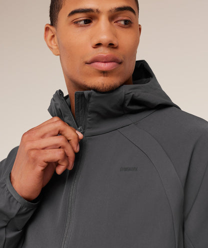 Gymshark Weekend Zip Through Shell Jacket -  Onyx Grey