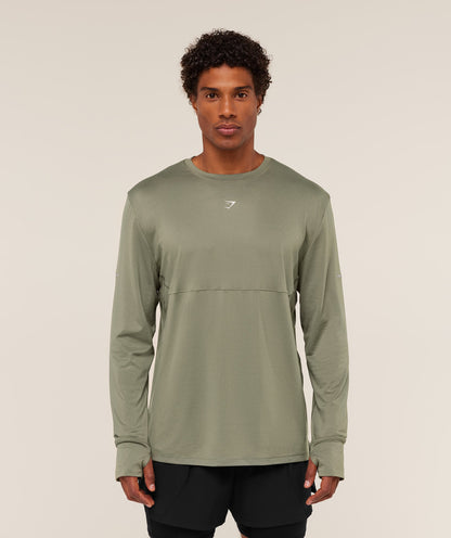 Gymshark Running Long Sleeve T-Shirt - Base Green