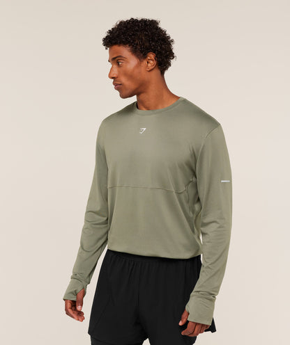 Gymshark Running Long Sleeve T-Shirt - Base Green