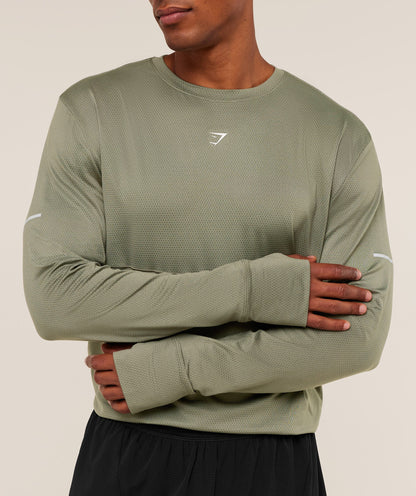 Gymshark Running Long Sleeve T-Shirt - Base Green