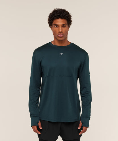 Gymshark Running Long Sleeve T-Shirt - Deep Petrol Blue