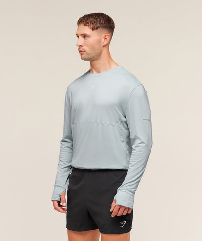 Gymshark Running Long Sleeve T-Shirt - Smoke Blue