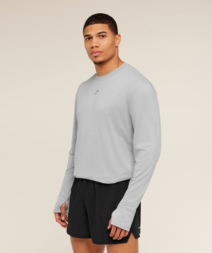 Gymshark Running Long Sleeve T-Shirt -  Stratus Grey