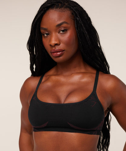 Gymshark Storm Seamless Sports Bra - Black/Rich Maroon