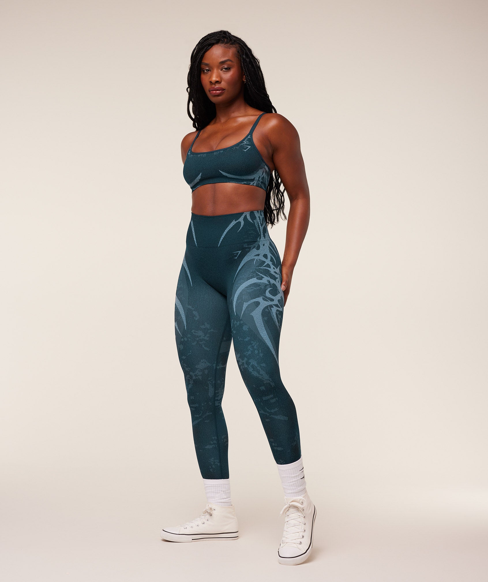 Gymshark Storm Seamless Sports Bra - Deep Petrol Blue/Smoke Blue