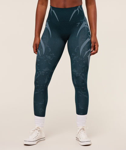 Gymshark Storm Seamless Leggings - Deep Petrol Blue/Smoke Blue