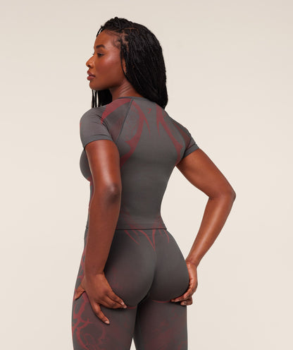 Gymshark Storm Seamless Short Sleeve Top - GS Dark Grey/GS Zesty Red