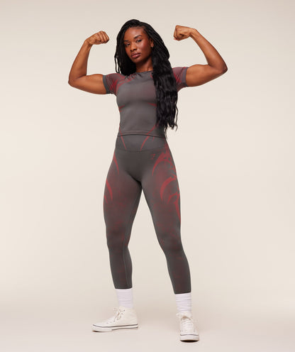 Gymshark Storm Seamless Short Sleeve Top - GS Dark Grey/GS Zesty Red