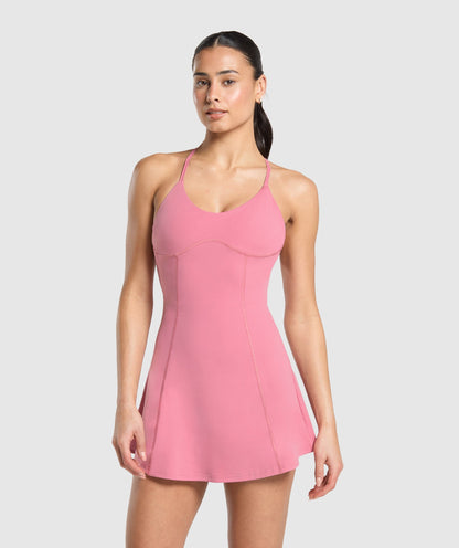 Gymshark Strappy 2-in-1 Dress - Sunset Pink
