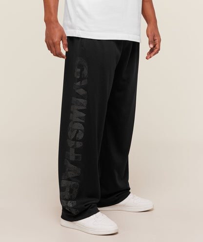 Gymshark Graphic Wordmark Mesh Wide Leg Pants - Black