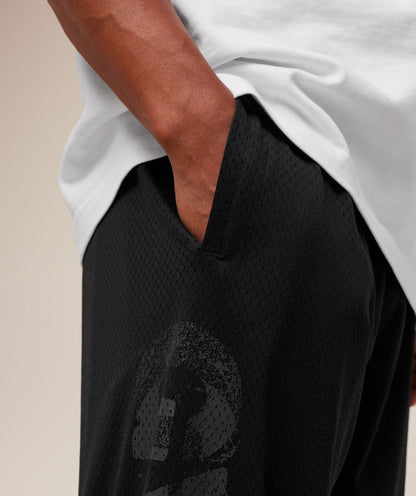 Gymshark Graphic Wordmark Mesh Wide Leg Pants - Black