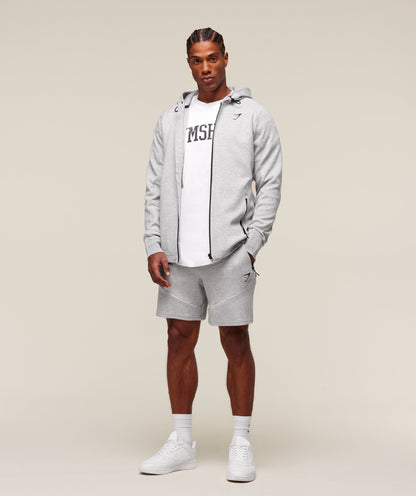 Gymshark Interlock Tech Zip Up Hoodie - Light Grey Core Marl