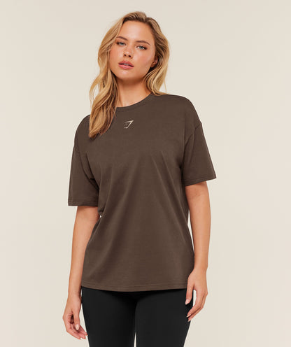 Gymshark Trace Graphic Oversized T-Shirt - Archive Brown