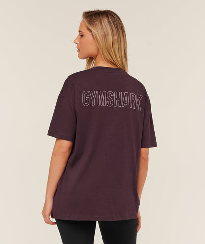 Gymshark Trace Graphic Oversized T-Shirt - GS Cherry Purple