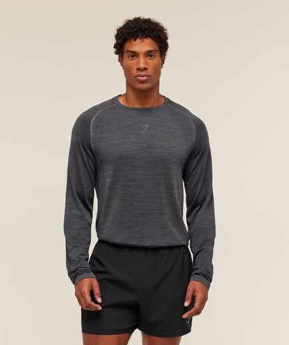 Gymshark Versatile Seamless Long Sleeve T-Shirt - Dark Grey/Black