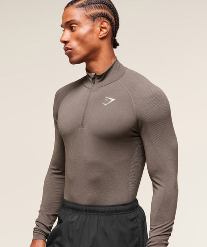 Gymshark Vital 1/4 Zip - Camo Brown/Linen Brown