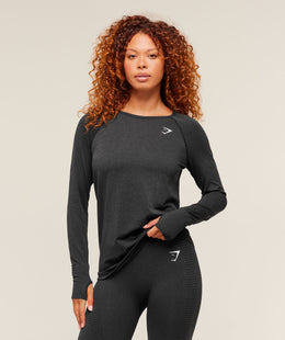 Gymshark Vital Light Long Sleeve Top - Black Marl