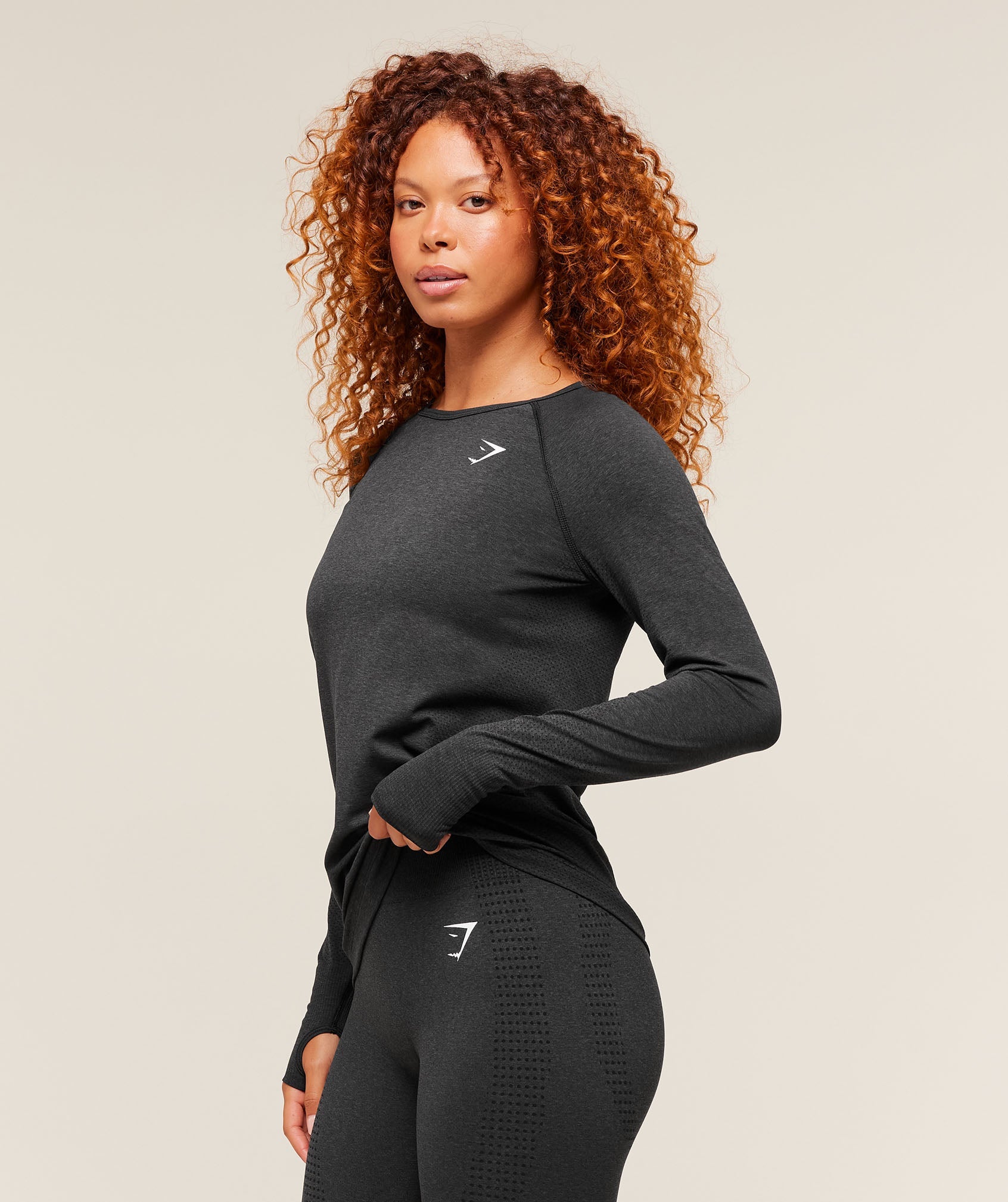 Gymshark Vital Light Long Sleeve Top - Black Marl