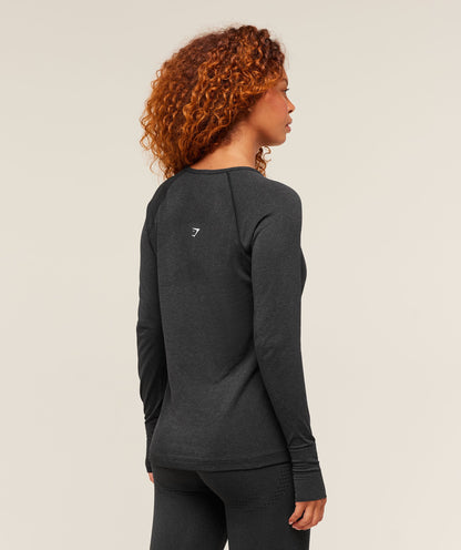 Gymshark Vital Light Long Sleeve Top - Black Marl