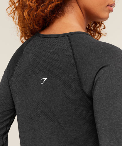 Gymshark Vital Light Long Sleeve Top - Black Marl