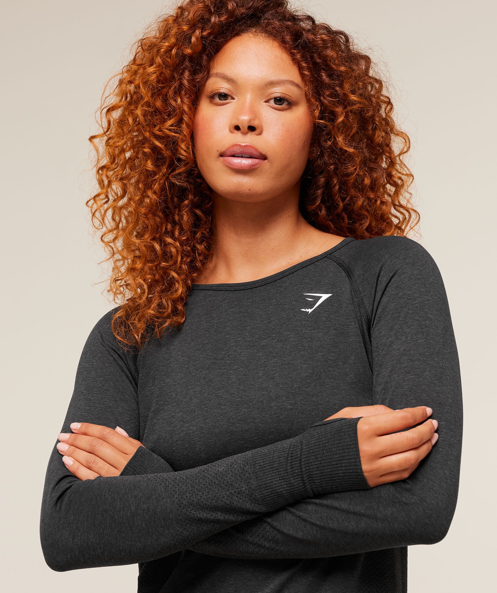 Gymshark Vital Light Long Sleeve Top - Black Marl