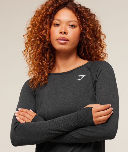 Gymshark Vital Light Long Sleeve Top - Black Marl