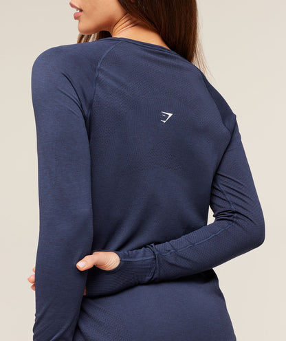 Gymshark Vital Light Long Sleeve Top - Heavy Blue/ Marl