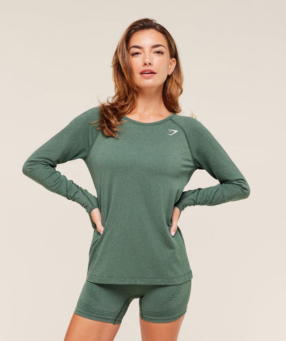 Gymshark Vital Light Long Sleeve Top - Obsidian Green Marl