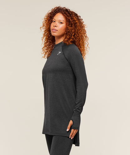 Gymshark Vital Long Line Top - Black Marl