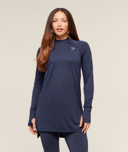 Gymshark Vital Long Line Top - Heavy Blue Marl