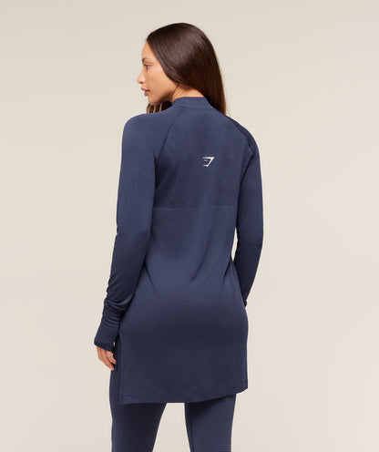 Gymshark Vital Long Line Top - Heavy Blue Marl