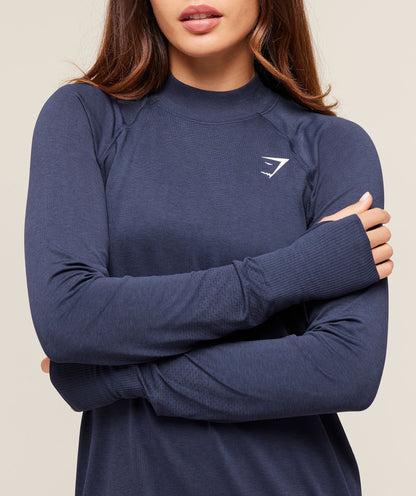Gymshark Vital Long Line Top - Heavy Blue Marl