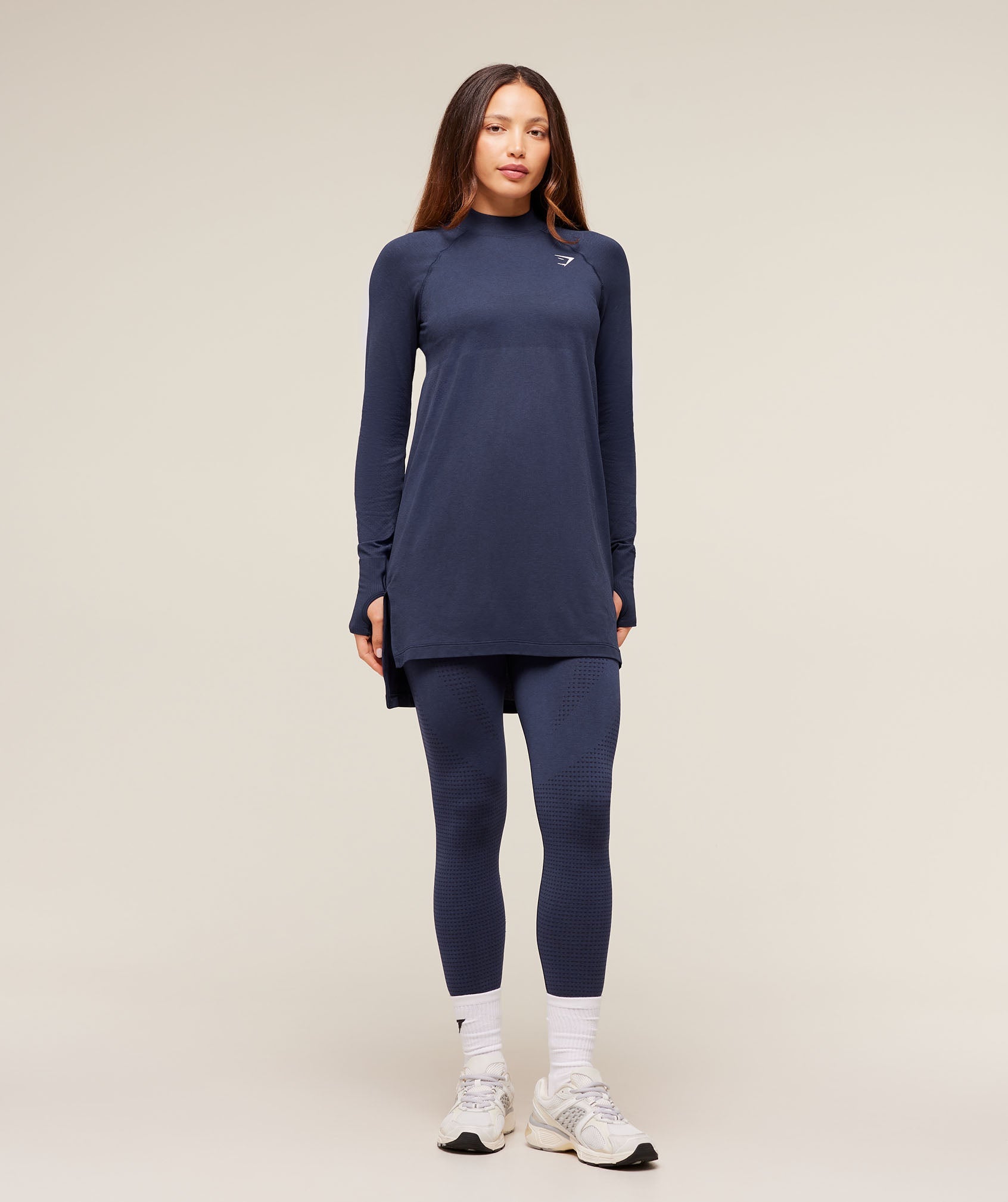 Gymshark Vital Long Line Top - Heavy Blue Marl