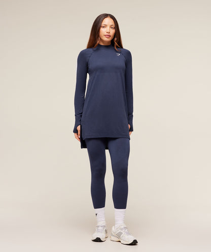 Gymshark Vital Long Line Top - Heavy Blue Marl