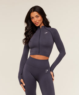 Gymshark Vital Midi Zip Up Jacket - Midnight Purple/Marl
