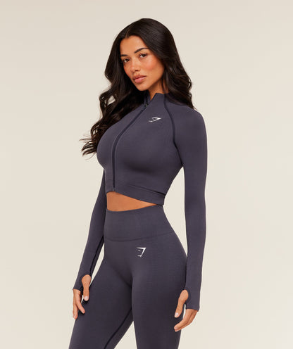 Gymshark Vital Midi Zip Up Jacket - Midnight Purple/Marl