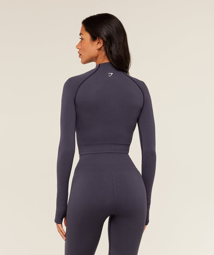 Gymshark Vital Midi Zip Up Jacket - Midnight Purple/Marl