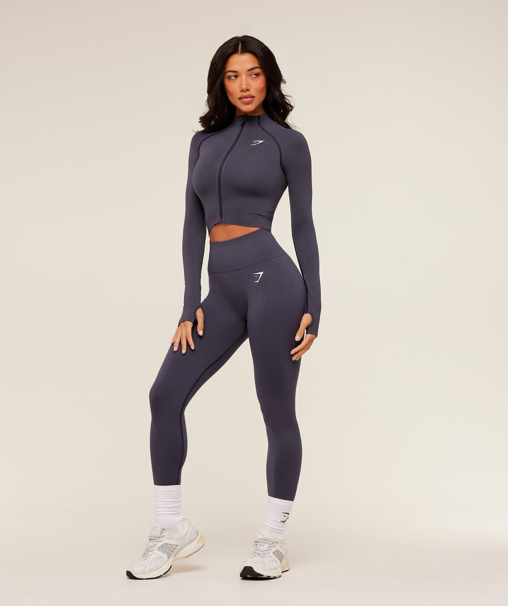 Gymshark Vital Midi Zip Up Jacket - Midnight Purple/Marl