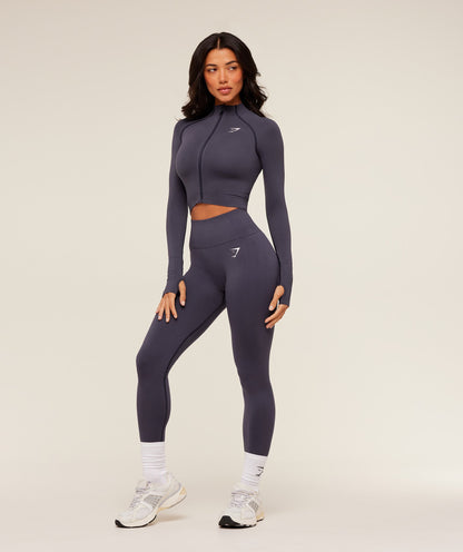 Gymshark Vital Midi Zip Up Jacket - Midnight Purple/Marl