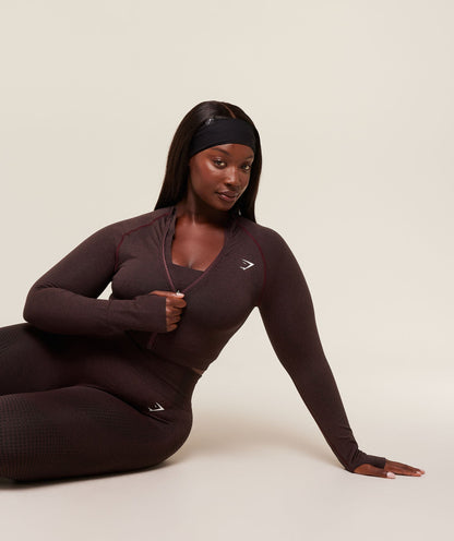 Gymshark Vital Midi Zip Up Jacket - Rich Maroon/Marl