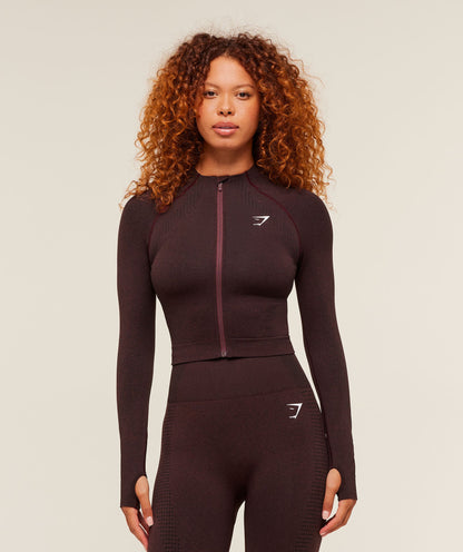 Gymshark Vital Midi Zip Up Jacket - Rich Maroon/Marl