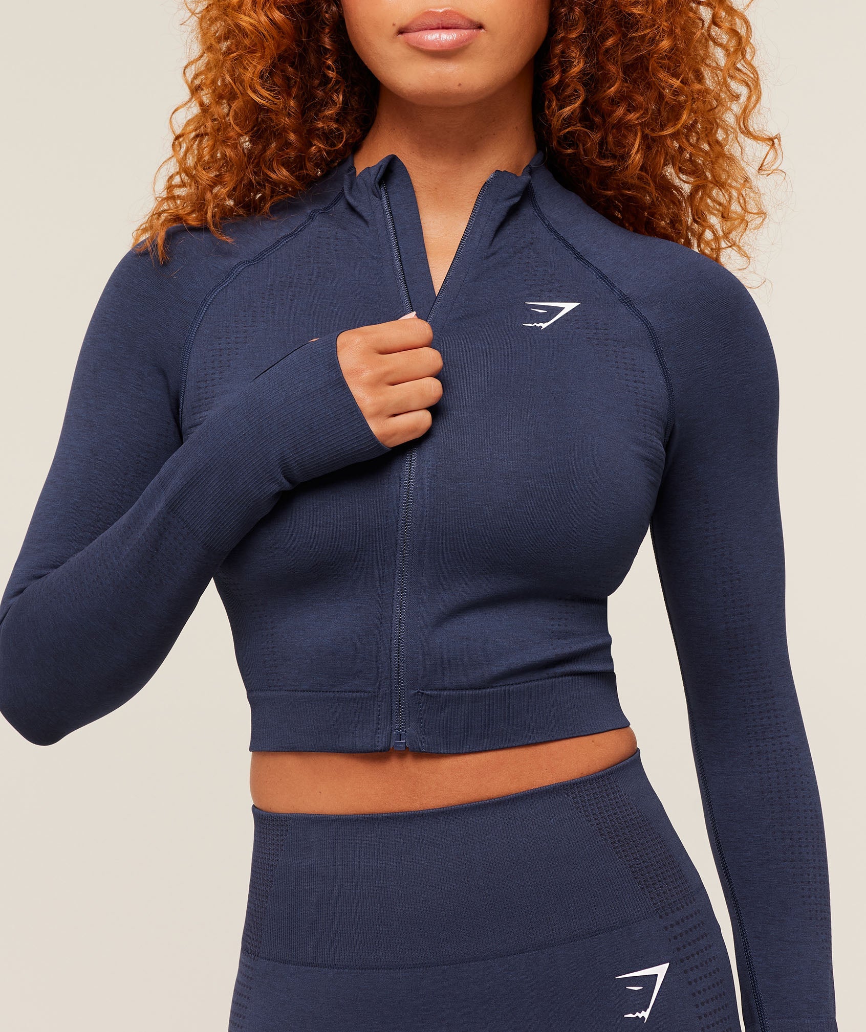 Gymshark Vital Midi Zip Up Jacket - Heavy Blue Marl
