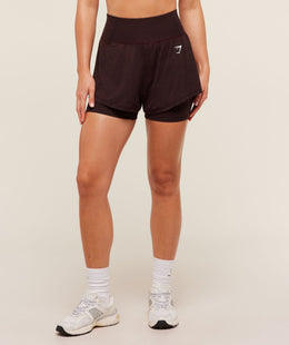 Gymshark Vital 2-in-1 Shorts - Rich Maroon/Marl