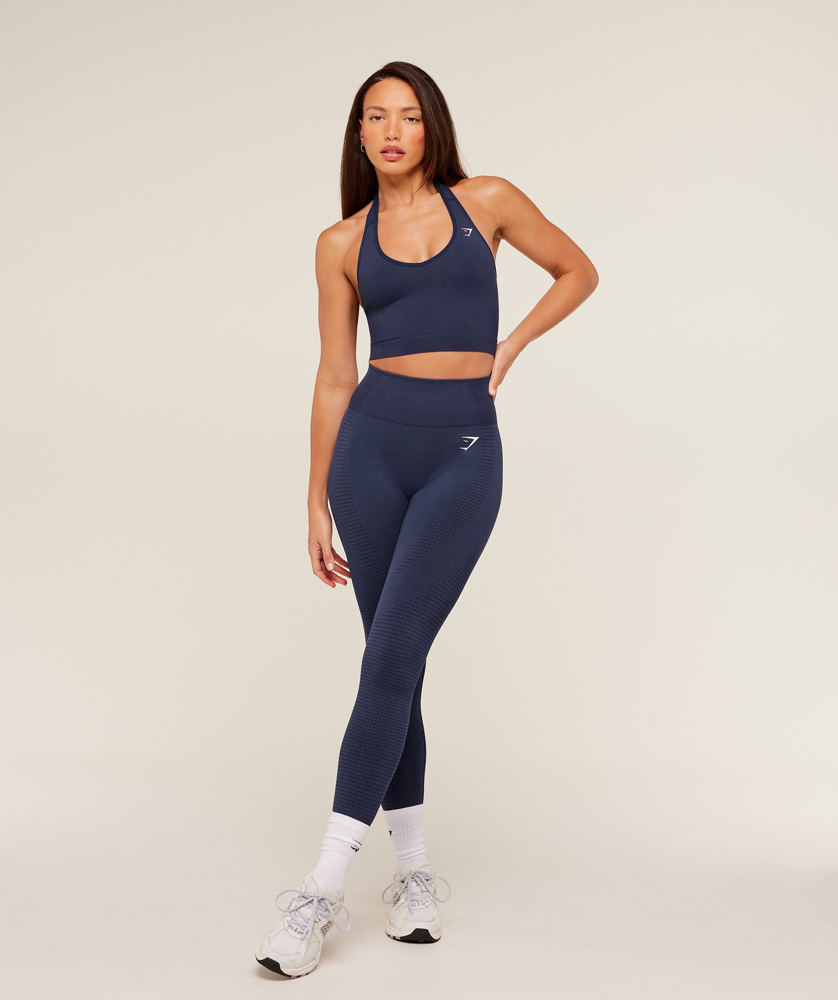 Gymshark Vital Halter Neck Tank With Shelf - Heavy Blue Marl