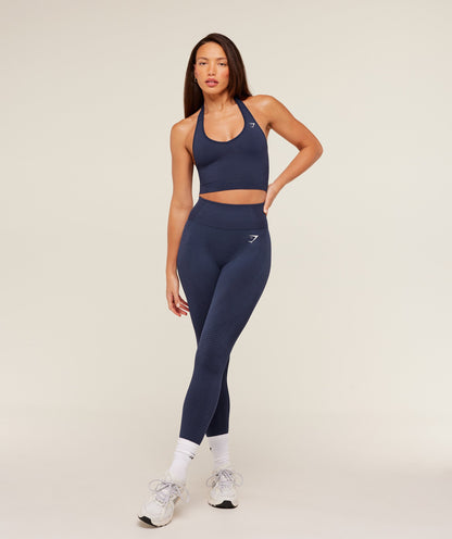 Gymshark Vital Halter Neck Tank With Shelf - Heavy Blue Marl