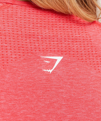 Gymshark Vital Long Sleeve Cut Out Top - Coral Red Marl