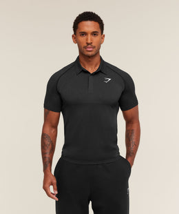 Gymshark Vital Polo - Black/Silhouette Grey